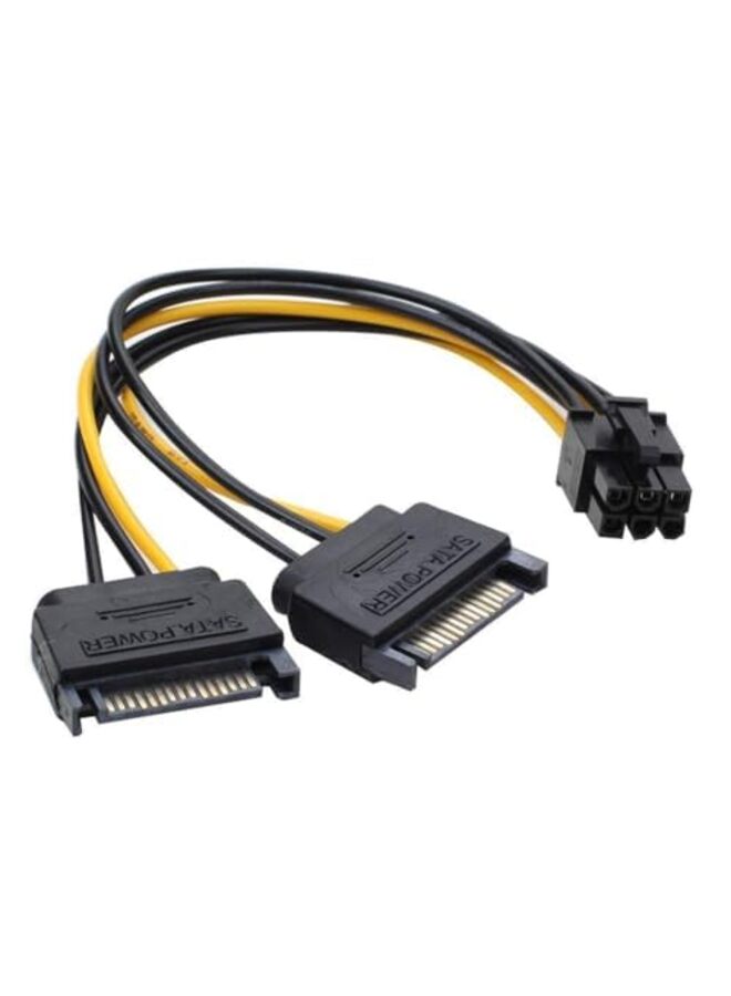 LAMAY 2PCS 6 Pin SATA Power Cable 15-Pin to 6-Pin PCI Express Card Power Cable Adapter 8 Inch - Image 1